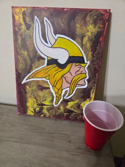 💜💛 Minnesota Vikings-Inspired Hand-Painted Canvas — Original Inmate Art
