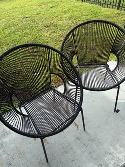 Black Woven Patio Chairs – Set of 2