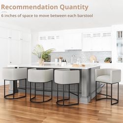4X light gray 27” fabric barstools