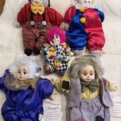 Lot Of 5 Vintage Hand Painted Porcelain Sand Clowns 