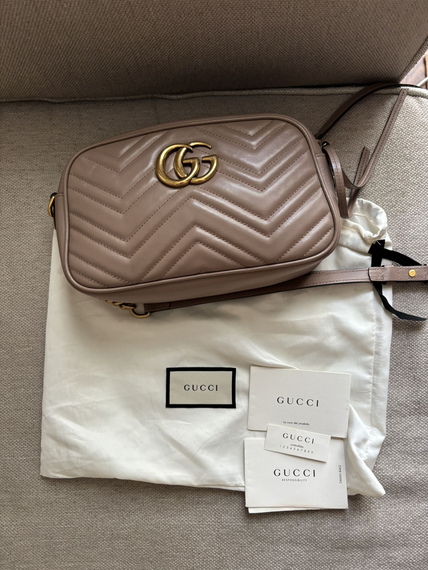 Gucci GG Marmont Small Crossbody Beige Bag