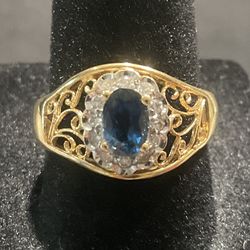 18KT Blue Sapphire & Diamond Ring