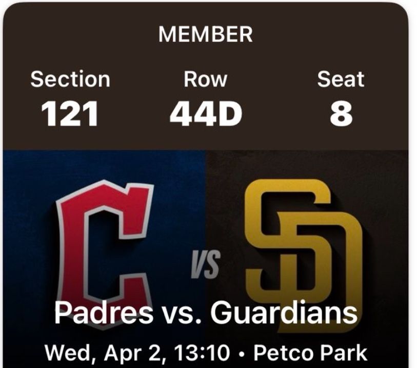 Padres Game April 2nd ( 2 Tickets)