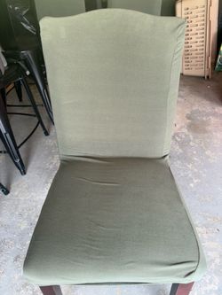 (4) Olive Green Slipcovered Dining Chair Cover