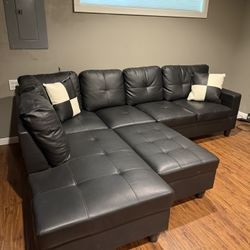 Black Leather Couch 