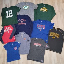 Lot NFL & MLB Team T-Shirts (Sizes M-3XL)  Cubs Packers Cardinals Hawkeyes Bears