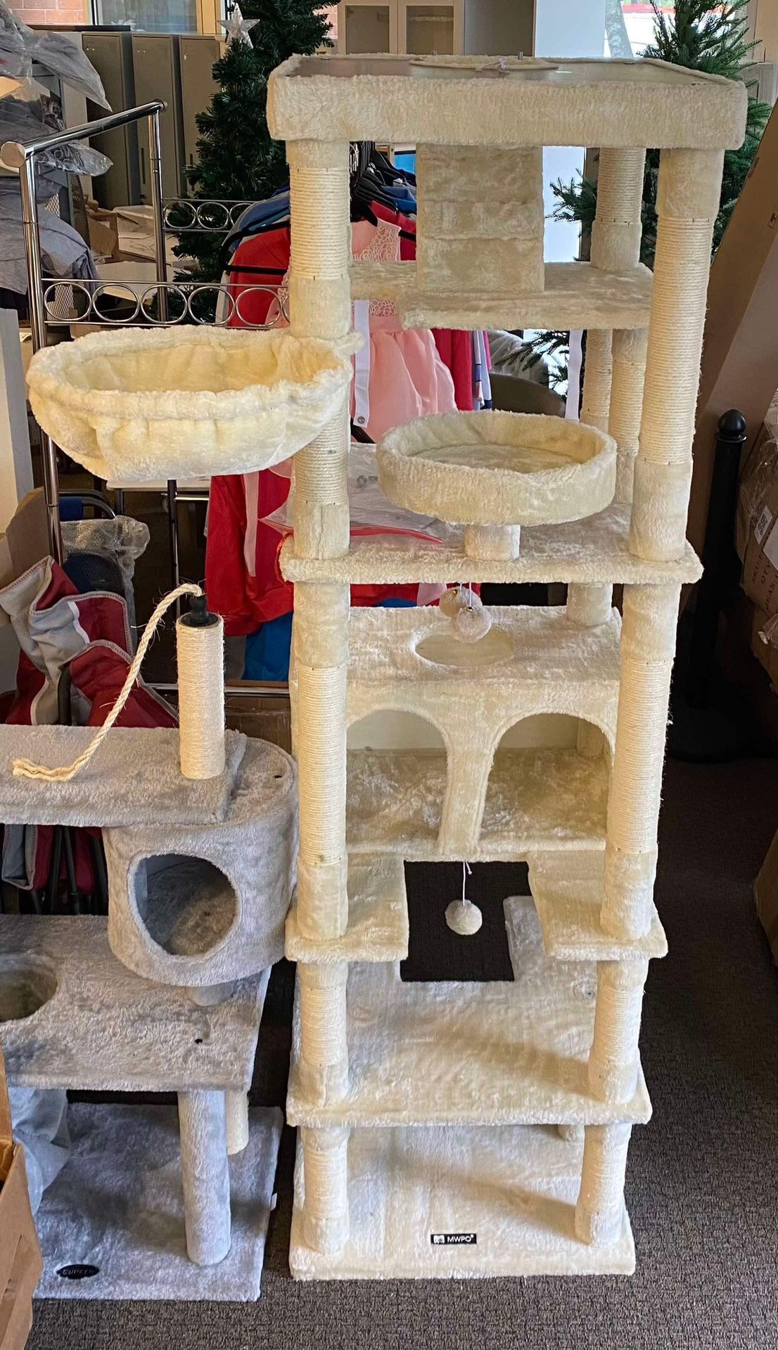 74.8 inches Large Cat Tree with Sisal-Covered Scratching Posts & Condo, Tall Cat Tower Entertainment Playground Furniture for Cats & Kittens - Beige $
