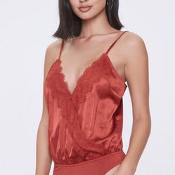 NEW Satin Lace Trim Bodysuit❣️