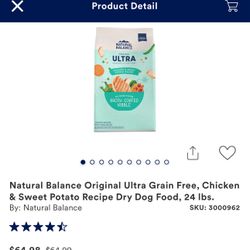 Natural Balance Dog Food 24LB NEW