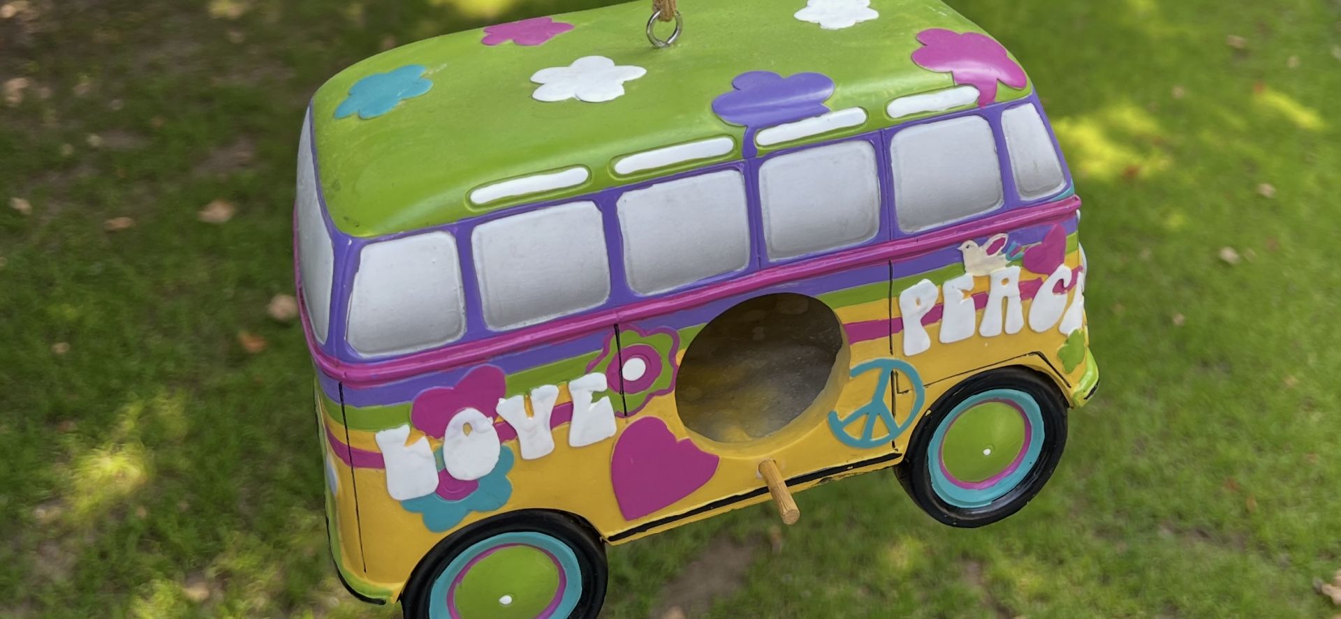 Split Window VW Bus Peace ☮️ & Love ❤️ Ceramic Bird Home