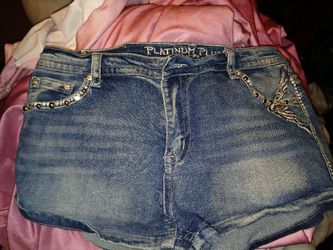 Women's platinum plush jean shorts