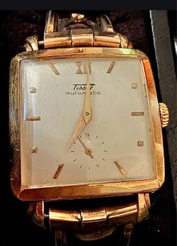 ⭐️ RARE ⭐️ VINTAGE TISSOT CIOCCOLATONE BY OMEGA AUTOMATIC 14K GOLD CASE RARE LARGE SQUARE WATCH ⭐️