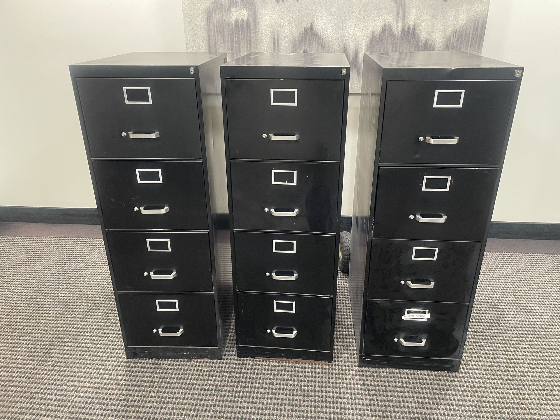 3 Black File Cabinets $50 Each