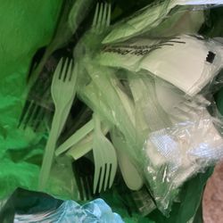 Bag Of Disponible Forks And Spoons