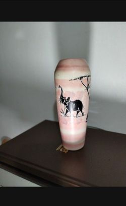 HAND CARVED SOAPSTONE VASE 8"