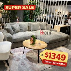 Living room corduroy sectional sofa 