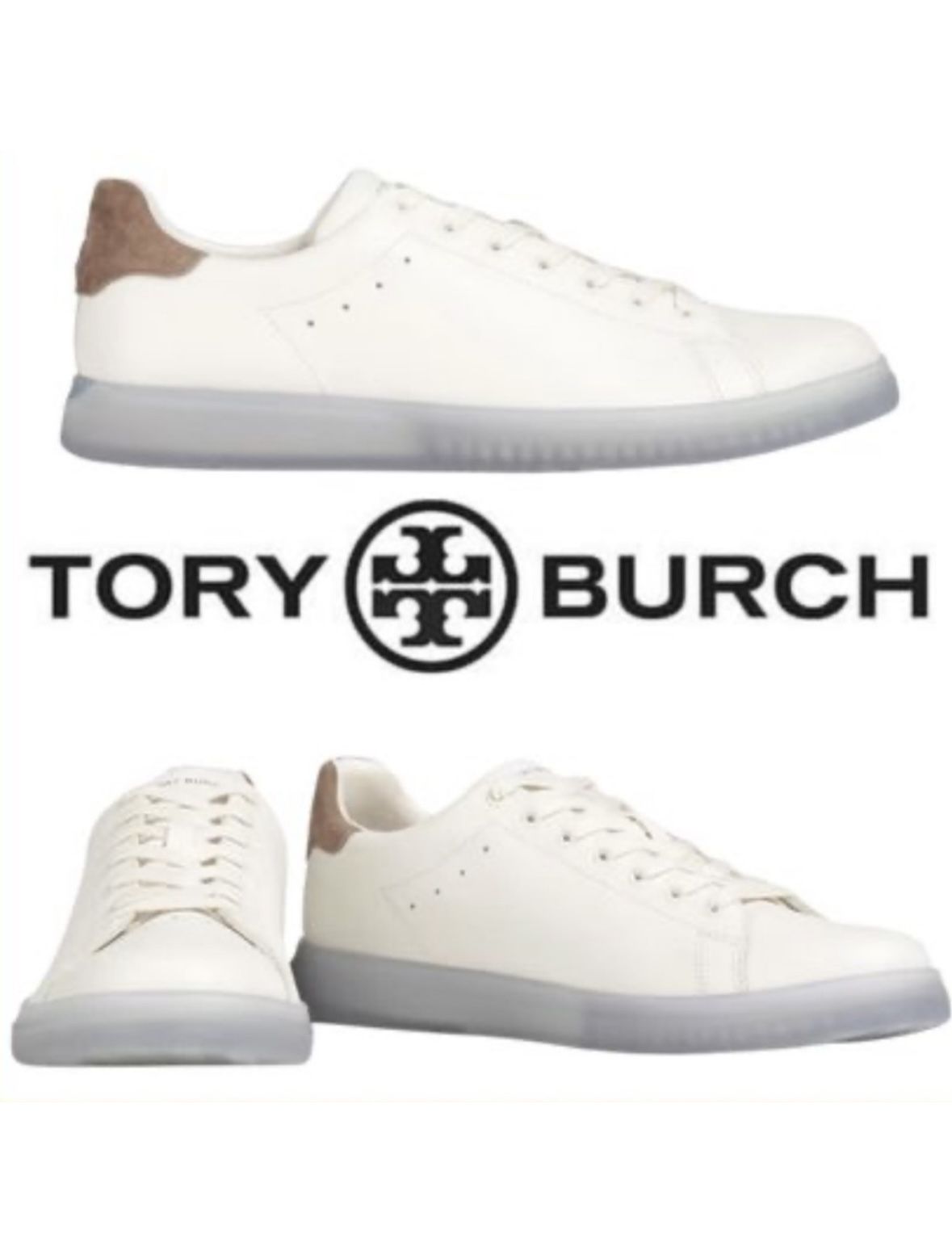 TORY BURCH Low Top Howell Court, color new Ivory leather sneaker Size 5.5 women