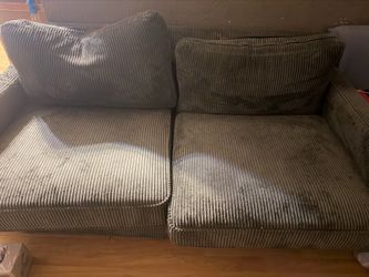 Olive corduroy sofa, only eight months old with built in bed