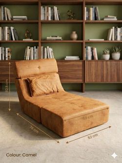 Camel Faux Leather Modular Chaise Lounge Chair