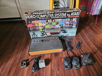 Vintage Atari 2600 Woody Video Game Console Matching Numbers With Box $65 Tested Working Video Attached
