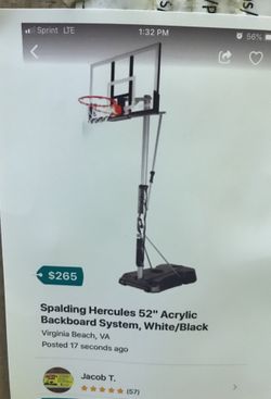Spalding Hercules 52” Acrylic Backboard System, White/Black