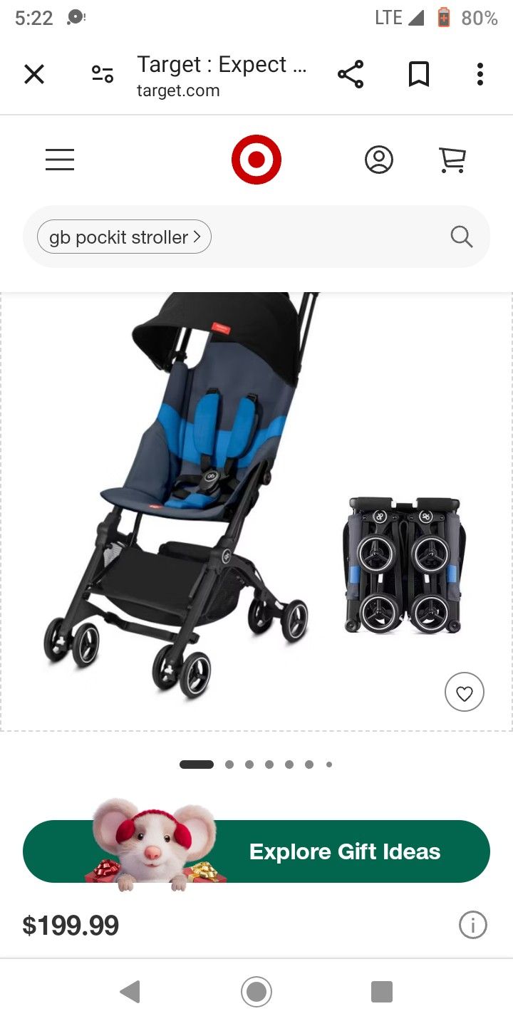 Good Baby "Pockit" Foldable Stroller Compact Lightweight Travel Minimalist Design - Airplane Carry on Compliant - all terrain double wheels