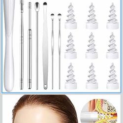Ear Wax Removal Tool, Ear Wax Removal Reusable and Washable Replacement Soft Silicone Tips for Cleaner Earwax, Ear Wax Removal Kit Contains 7 Types of