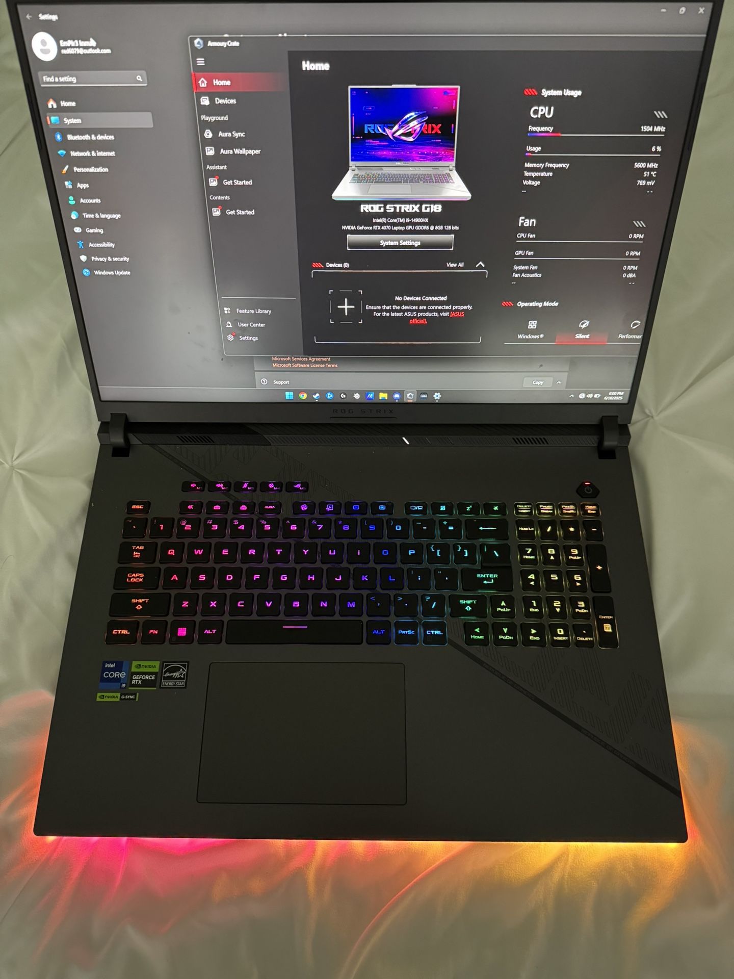 ASUS ROG Strix G18 18" 2024 240Hz Gaming Laptop, RTX 4070, 32GB DDR5, 1TB NVME, I9 14900HX