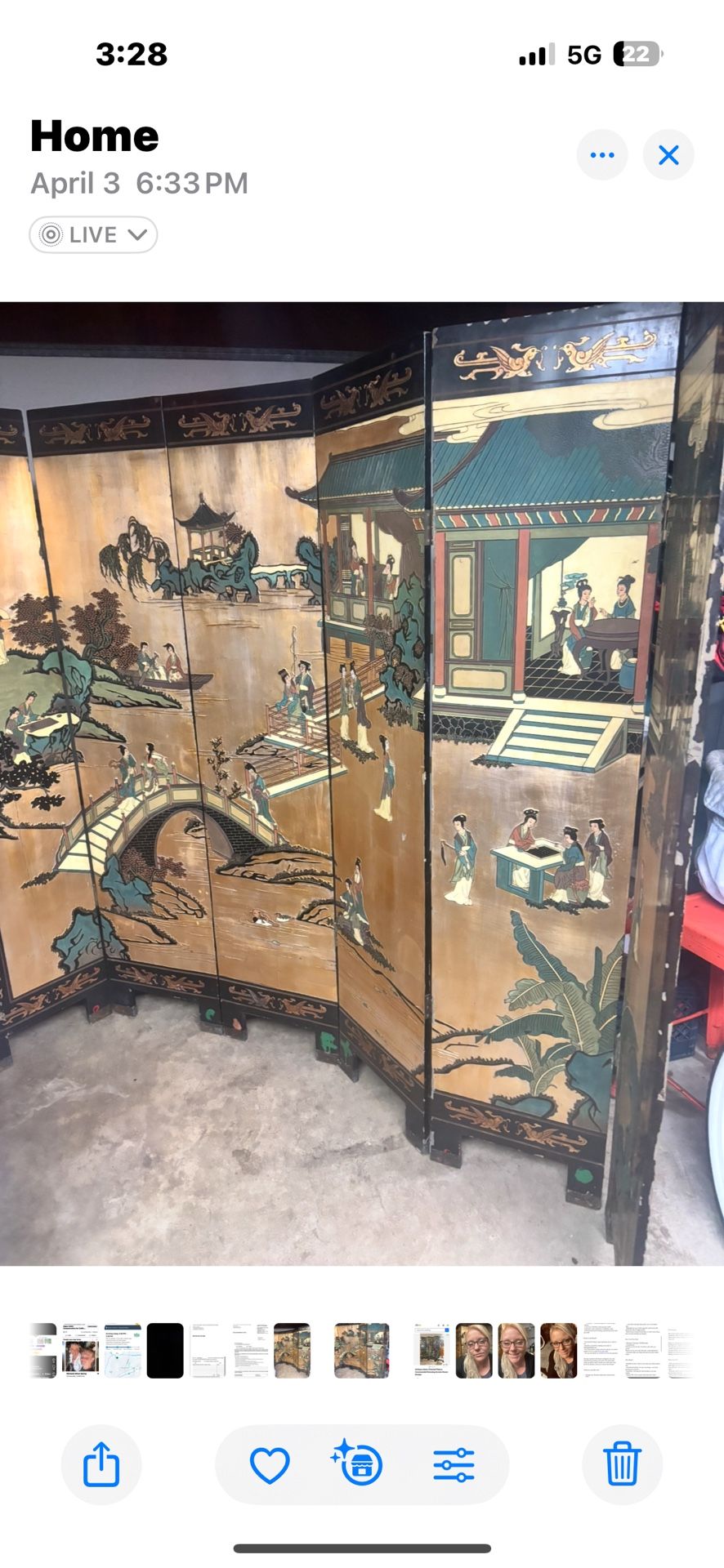 Antique Chinese Screen 6 Panel Very Beautiful