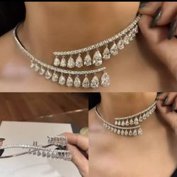 Iamdoyleboutique New Boat necklace are available in silver First necklace is the Crystal Pendant choker The second necklace Elegant bottom choker