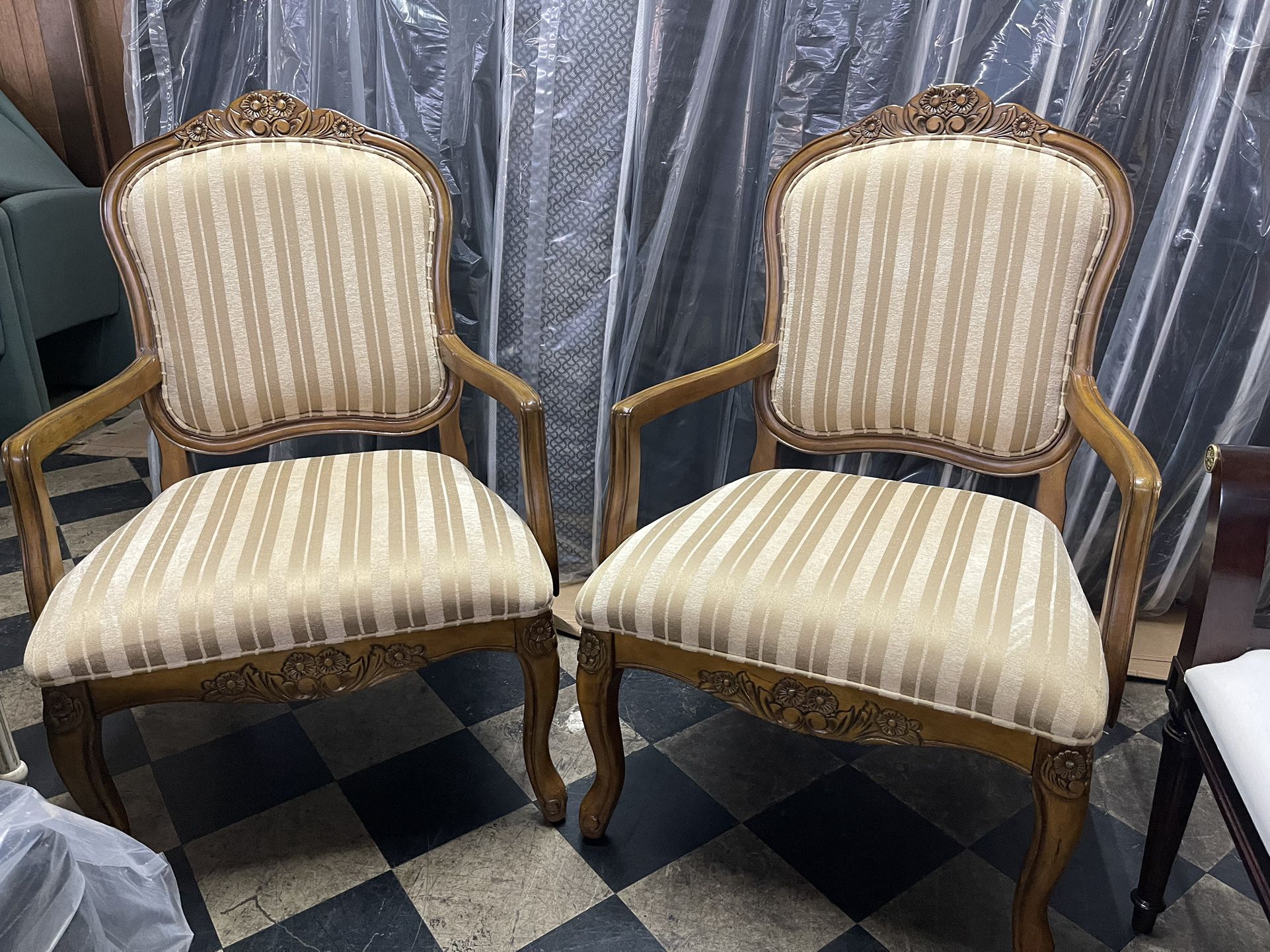 Matching Pair Of Upholstered Armchairs