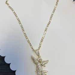 14k gold plated angel pendant with 22 inch chain