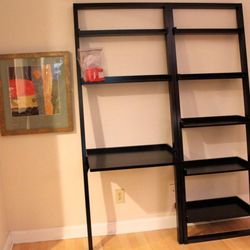 Crate & Barrel Sloane Leaning Desk & Bookshelf in Espresso Finish