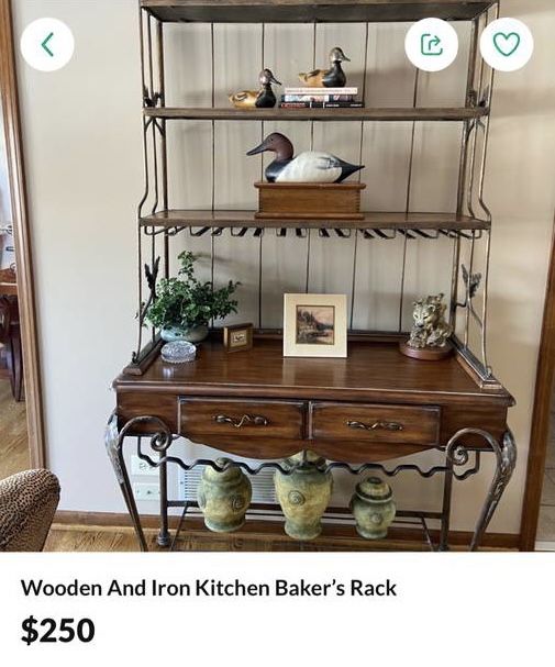 Wood And Iron Kitchen Baker’s Rack
