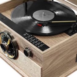 Victrola 6-in-1 Brookline Bluetooth Record Player with 3-Speed Turntable, CD, Cassette Player and FM
