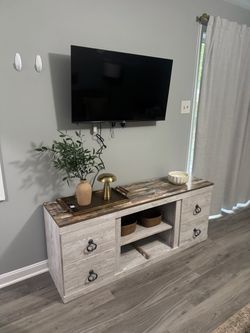Rustic Wood TV Stand with Drawers