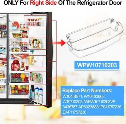 2-Pack WPW10710203 Door Shelf Replacement