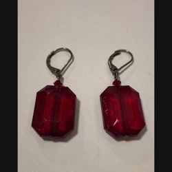 Vintage Costume Ruby Earrings