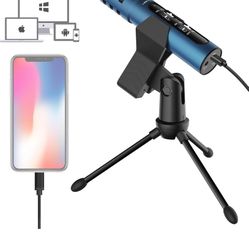 Microphone for iPhone with Desktop Tripod Plug&Play,PS4,Mac and PC Android Smartphone Windows for Live Broadcast, Podcast, YouTube Video Recording