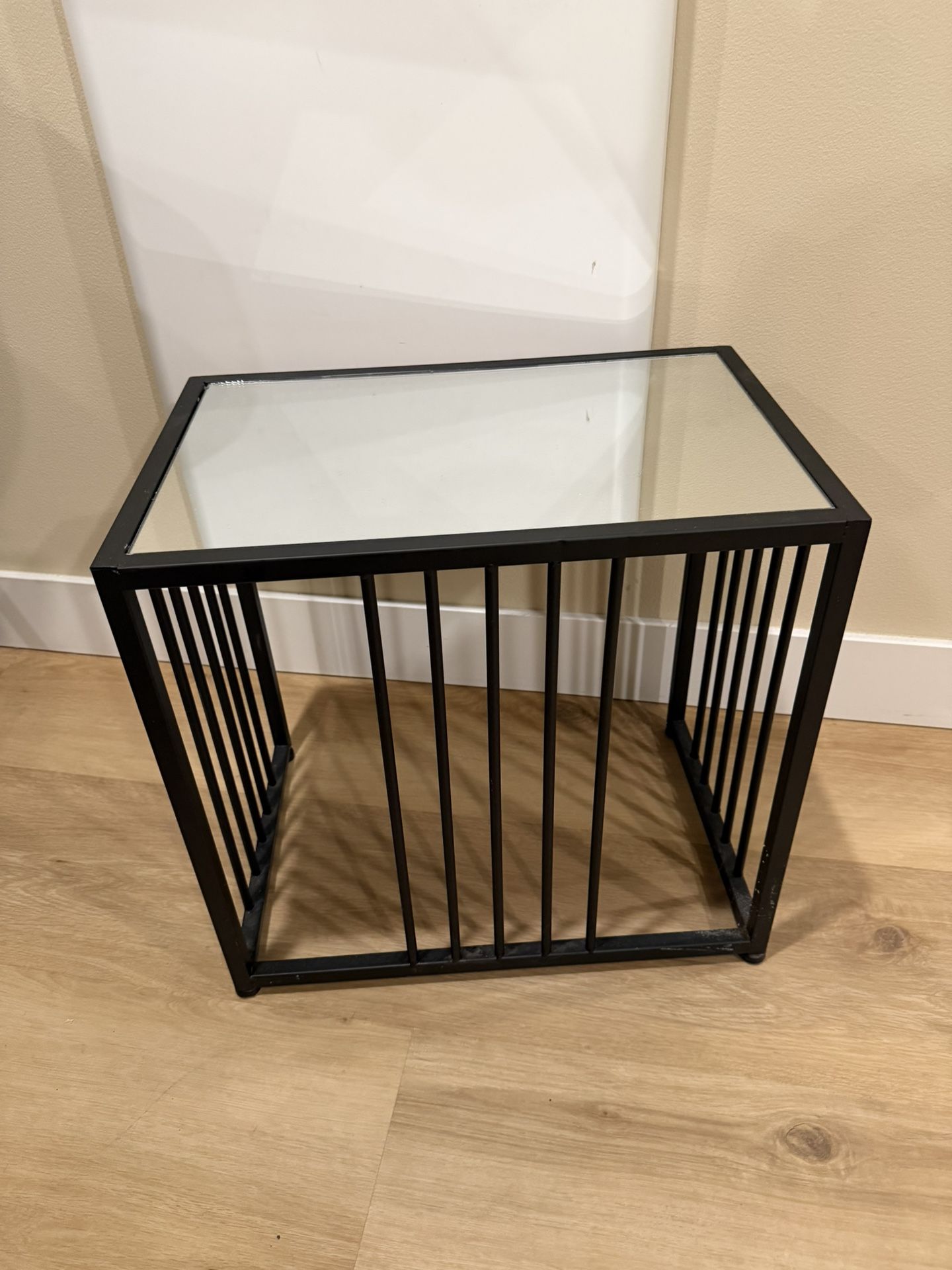 Modern Black Metal & Glass Side Table - Minimalist Industrial Style