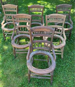 Set of Six Vintage Matching Wooden Chair Frames