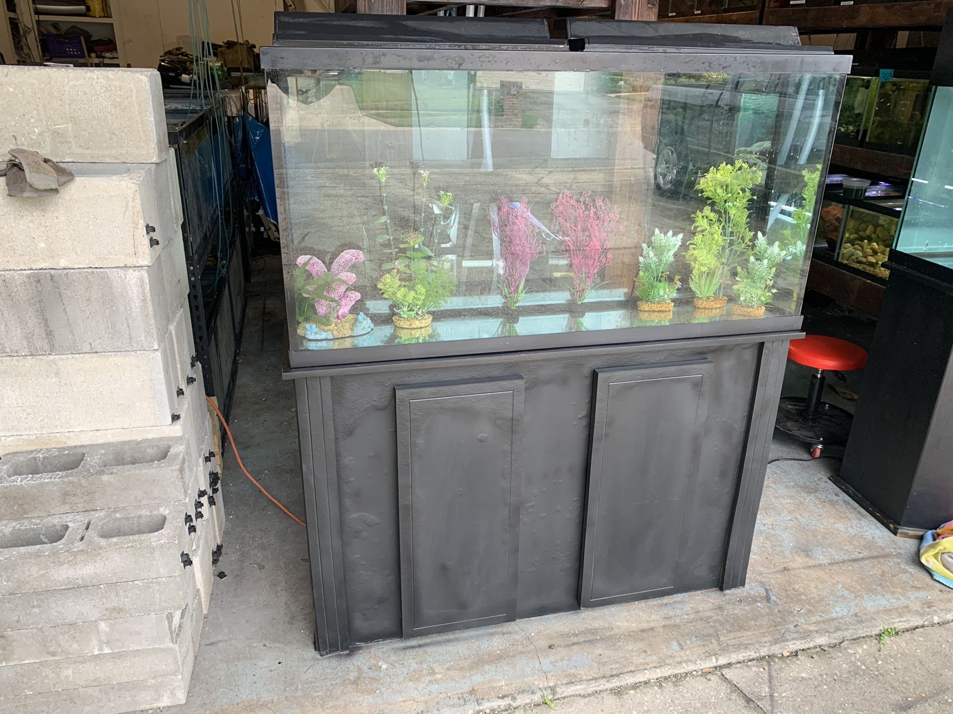 60 Gallon Fish Tank Aquarium with filter, stand, lights and lids