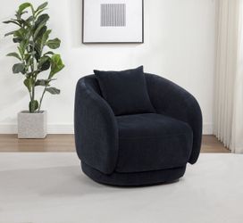 Arnaud Navy Chenille Upholstered Swivel Accent Chair