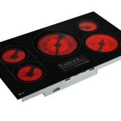 LG 36" 5-Element Electric Cooktop – Black, ThinQ Smart, UltraHeat 3.6kW