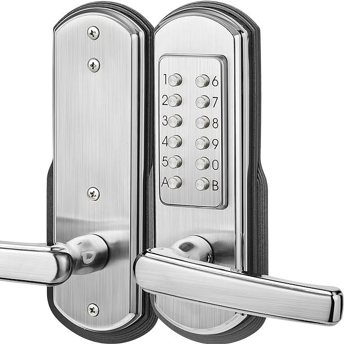 Elemake Keypad Door Lock, Keyless Entry Door Lock Mechanical Lock with Keypad, Combination Door Lock with Handle, Right Handed Door Lever Lock Stainle