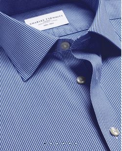 Charles Tyrwhitt Non-Iron Twill Puppytooth Shirt - Royal Blue - 14.5x32 in.