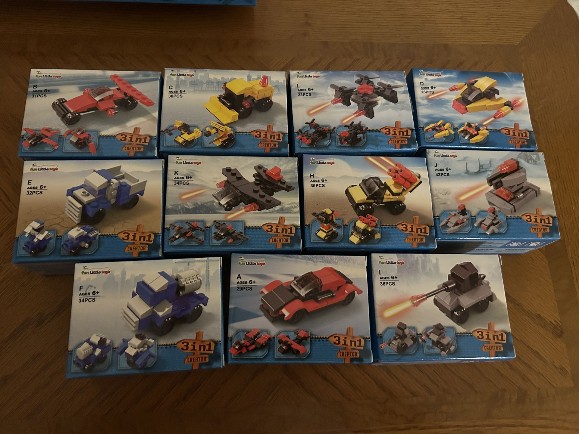 Set of 11 3-in-1 Lego like toys