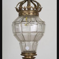 Rare French Circa 1900’s Gilt-Bronze Crown Cut-Glass "Versailles" Style Lantern Hanging Lamp