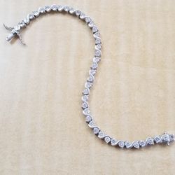 Sterling Silver and Cz Tennis Bracelet 