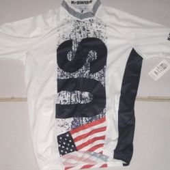 NEW K-Swiss Ironman Men's  Small Classic Short Sleeve Cycling bicycling bike Jersey USA National Colors  Size = Men's Small $55 OBO